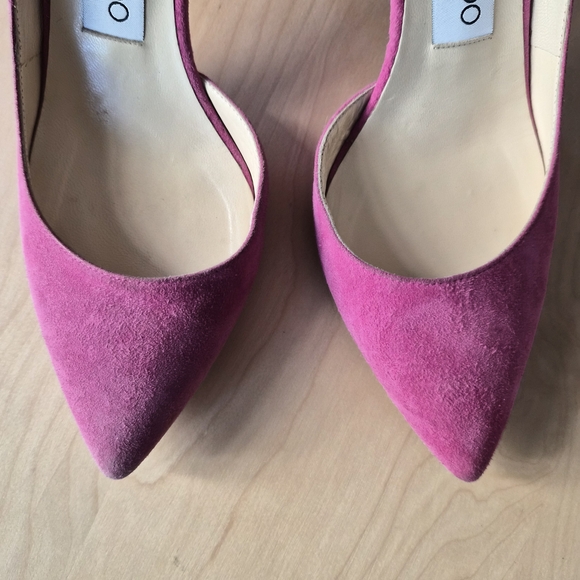 Jimmy Choo Pink Suede Ankle Strap Heels | Size EU 35.5 | Pointed Toe Pumps - Picture 3 of 13